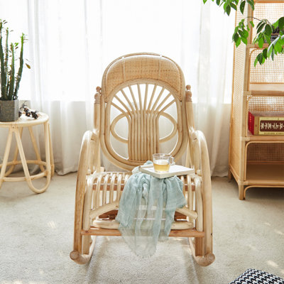 Leisure true rattan home lazy rocking chair Solid Wood