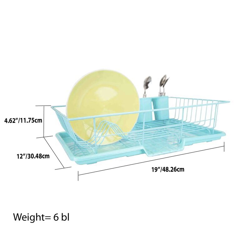 Home Basics 3 Piece Rust-Resistant Vinyl Dish Drainer with Self