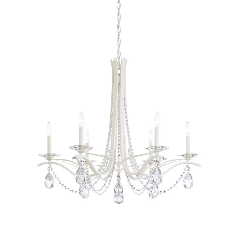 Vesca 6 - Light Chandelier, White, Radiance Crystal