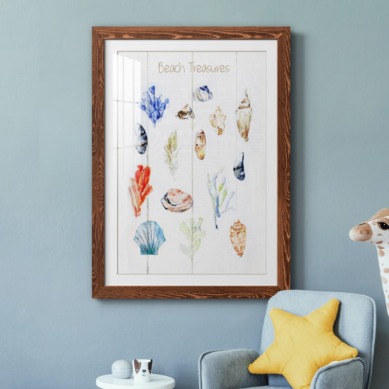 Beach Treasures - Imprimé, H 31,5 po x l 23,5 po x P 1,5 po, Papier avec cadre brun
