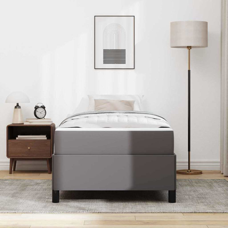  Structure de lit avec matelas en similicuir gris 35,4 "x 78,7", Grey, Simple