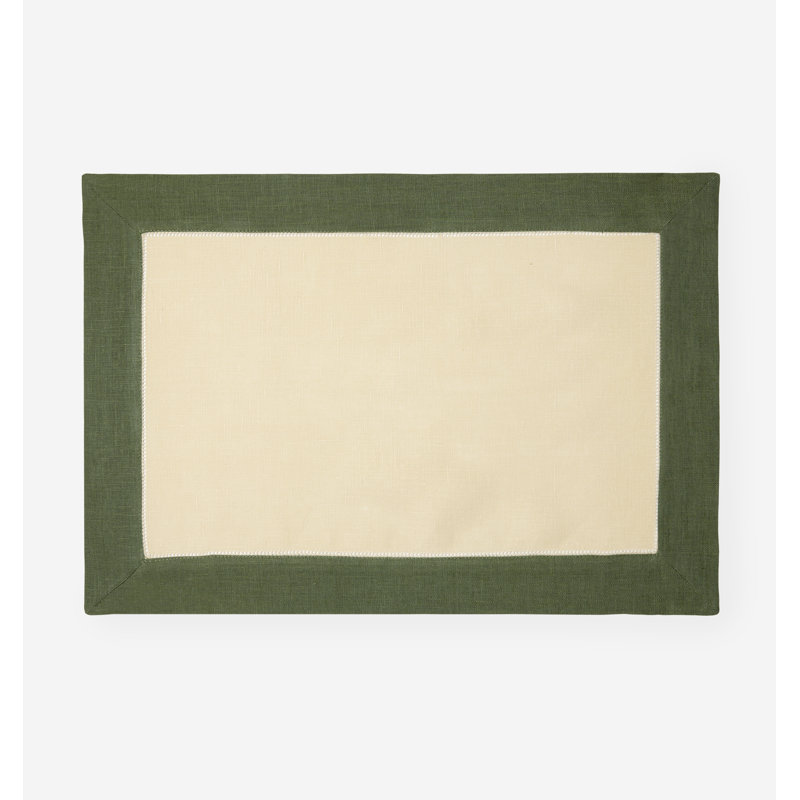 Roma Linen Rectangle Placemats, Stone/Sage