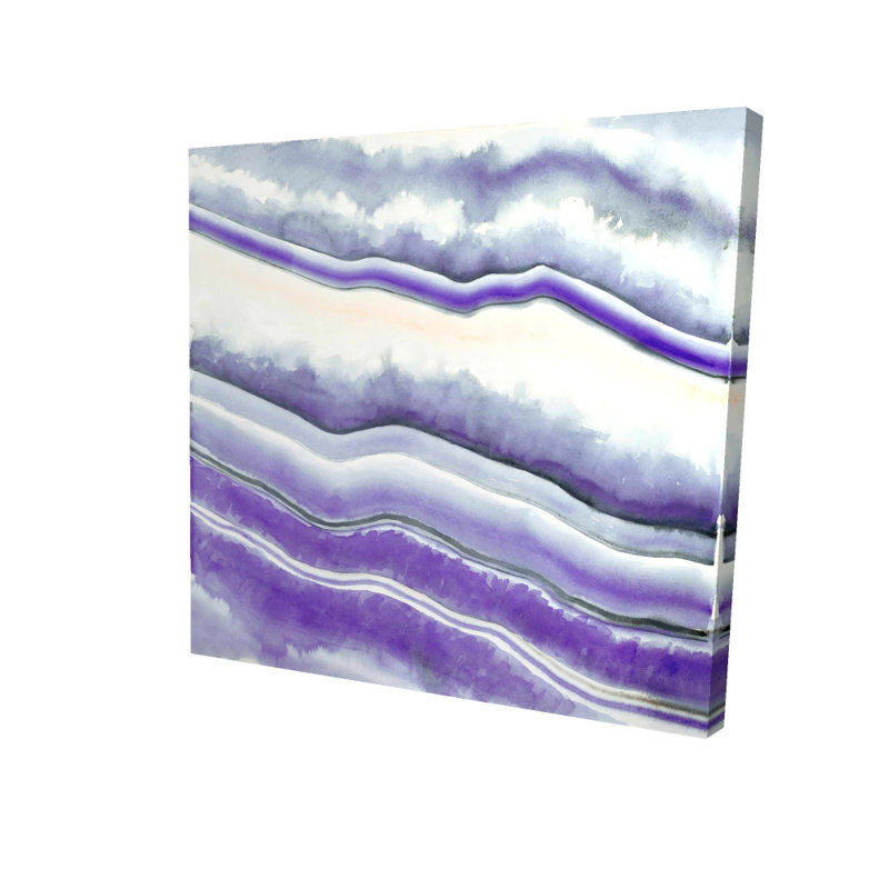 «Mauve Geode», toile abstraite - décoration murale moderne, H 24 po x l 24 po