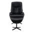 Fauteuil d'appoint en cuir fleur noir avec pivot et repose-pieds Labotina