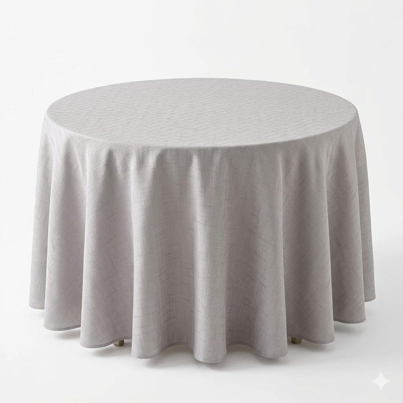 Bourland Plain Linen Look Tablecloth, 180cm W Round, Silver