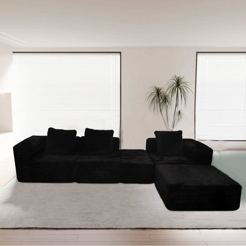 Canapé modulaire convertible convertible, Noir