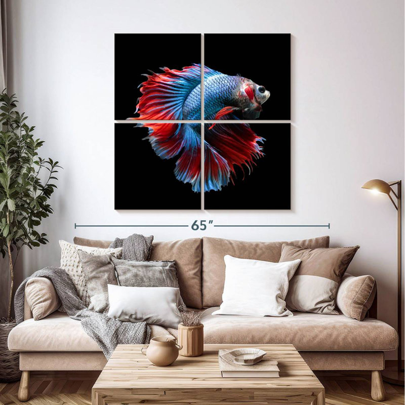 Blue And Red Betta Fish, 45" H x 45" W