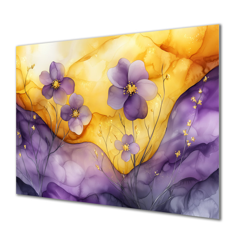 Lavande, fleur de pommier, champ I - art mural en métal, H 12 po x l 20 po