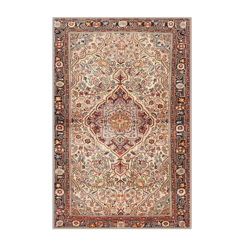 Tissé à la machine à la machine à partir de laine/polyester brun/noir/bleu Tapis décoratif, Rectangle 8 pi x 12 pi