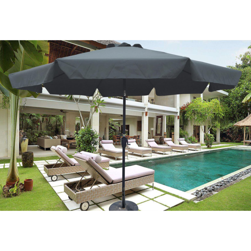Parasol de patio de 10 pi avec inclinaison à manivelle, Rouge
