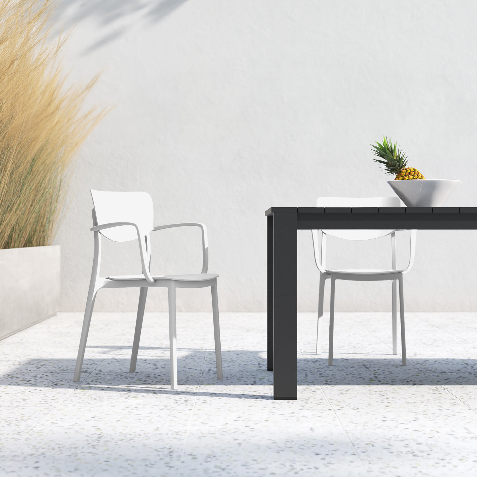 Farrah Stackable Patio Armchair, White