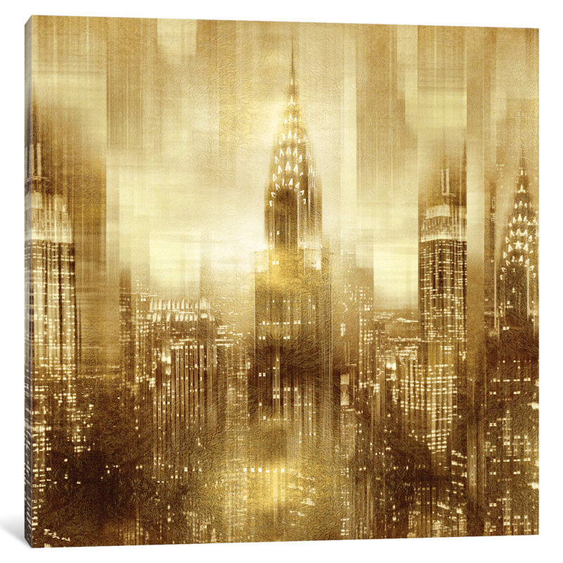 NYC - Reflections In Gold I by Kate Carrigan - Wrapped Canvas Print, 93.98 cm H x 93.98 cm W x 3.175 cm D