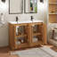 Ensemble de meuble-lavabo en bois avec lavabo double, robinet et bonde Sharee-1386947275