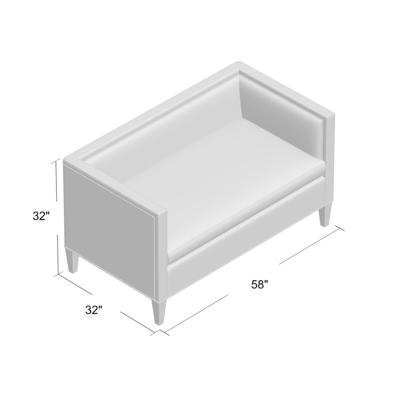 Canapé à accoudoirs carrés 58" Hamilton, gris, Noyer noir, Naturel français