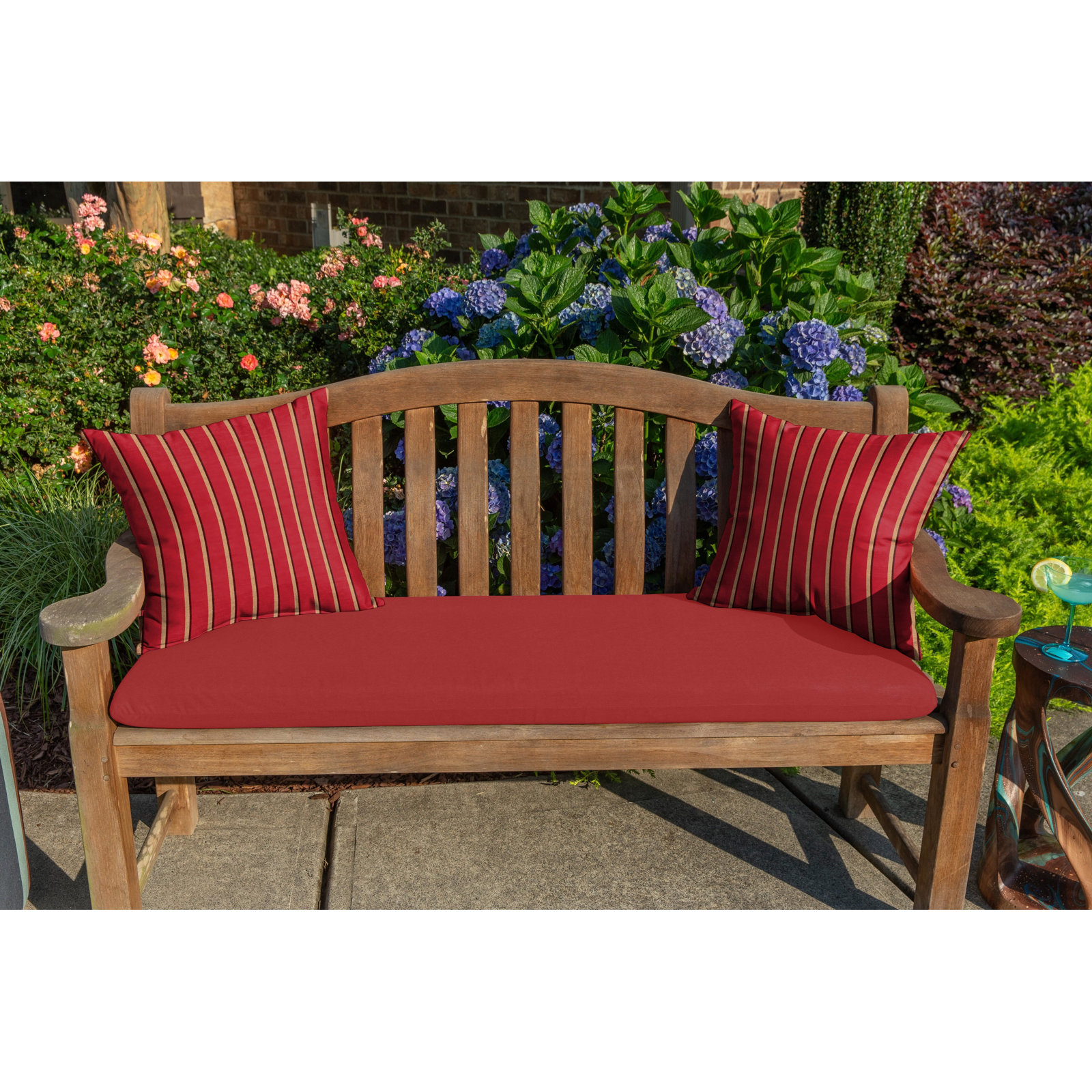  Outdoor Square Pillow Cover & Insert, Harwood Crimson Sunbrella®, 15"H x 15"W