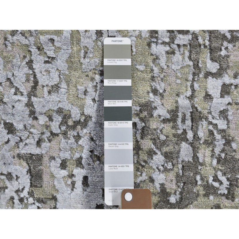 Tapis gris 3 pi x 5 pi 2 po en laine et soie à motif abstrait noué à la main 989BD8E6783E4A5989D64E8083A0CC0F
