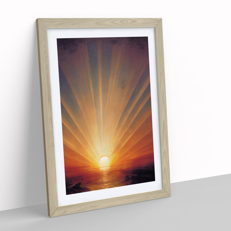 Tranquil Sunset - Single Picture Frame Painting, 34cm H x 25cm W x 2cm D, Oak Framed