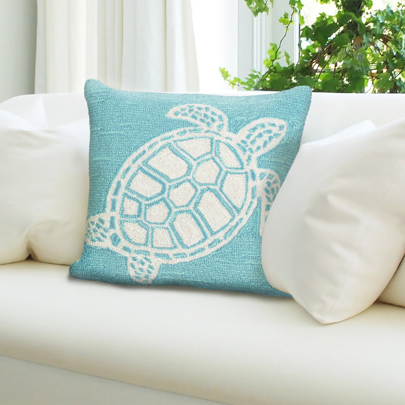  Turtle Indoor/Outdoor Square Throw Pillow, Blue