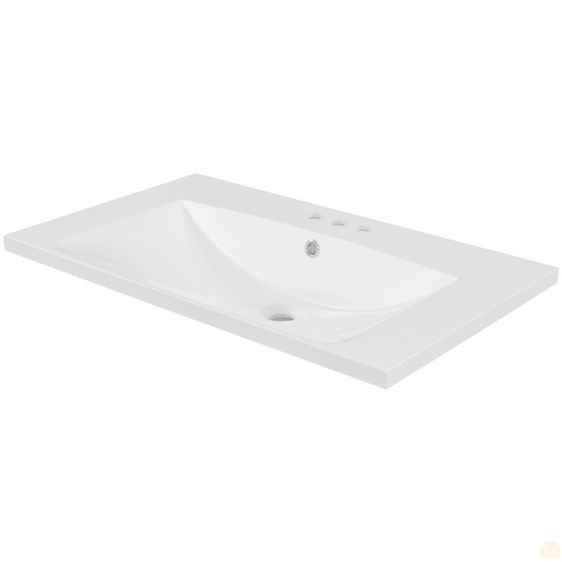 30" Single Bathroom Vanity Top With White Basin, 3-Faucet Holes, Ceramic, 30"