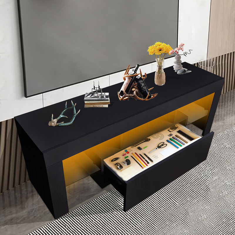 Meuble télé avec rangement et DEL, console multimédia avec tiroir