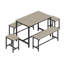 Ensemble de salle à manger extensible pour 4 à 8 personnes, grande table de 63 po avec 2 bancs et 2 tabourets, plateau en bois moderne et structure en métal, peu encombrant et facile à assembler