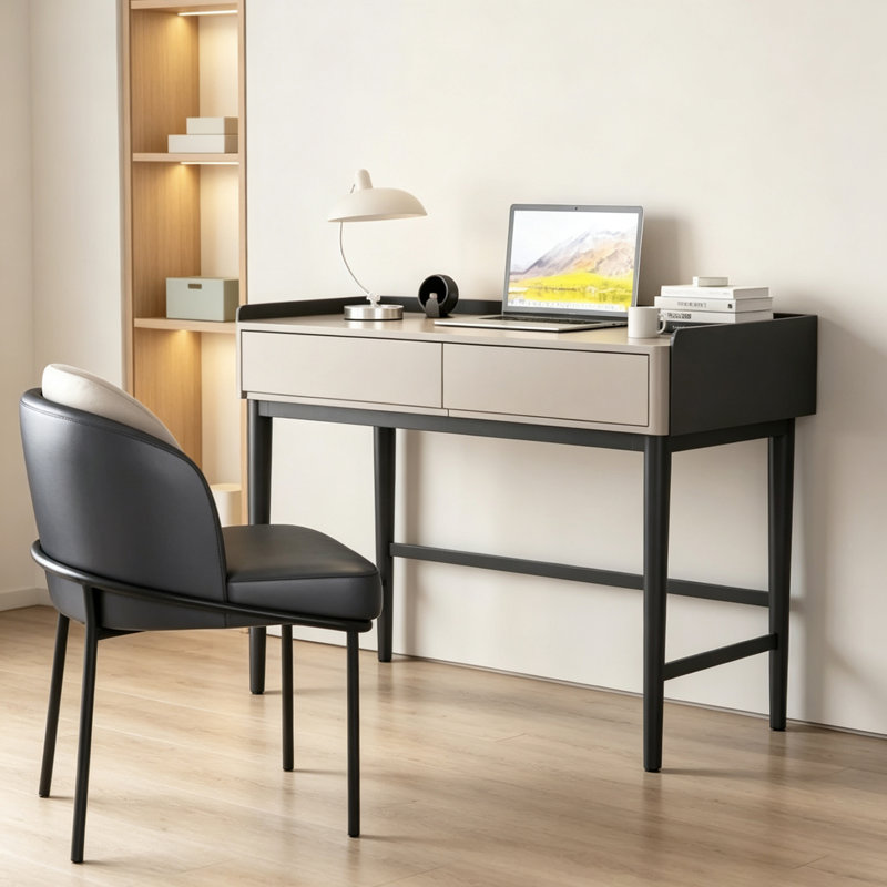 Bureau compact et pratique en bois massif à 2 tiroirs, 30.7" H x 39.37" W x 19.68" D