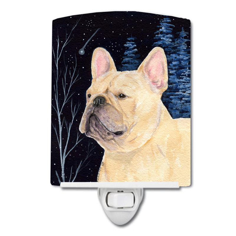 Éclairage de nuit en céramique french bouledogue starry