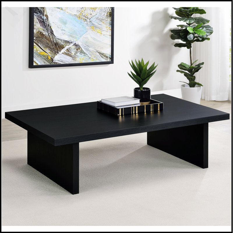 Caroline Black Rectangular Engineered Laminate Coffee Table With Durable And Scratch-Resistant Surface, Perfect For Modern Interiors