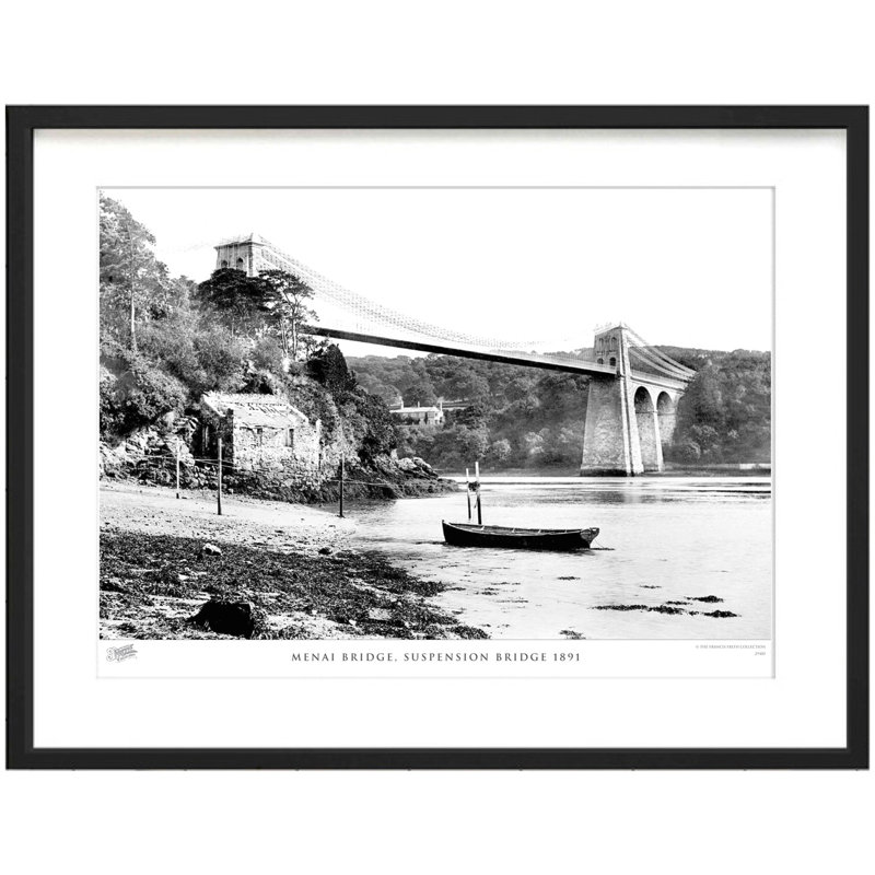 Menai Bridge, Suspension Bridge 1891 - Single Picture Frame Print, 40cm H x 50cm W x 2.3cm D