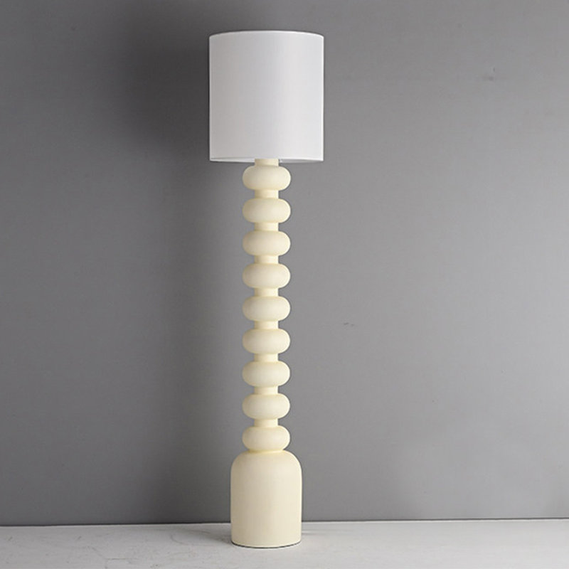 Lin blanc + lampes sur pied en résine, Blanc
