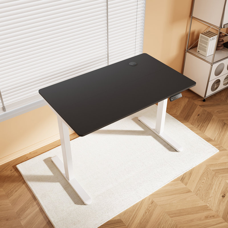 100Cm W Height Adjustable Rectangular Standing Desk, Black