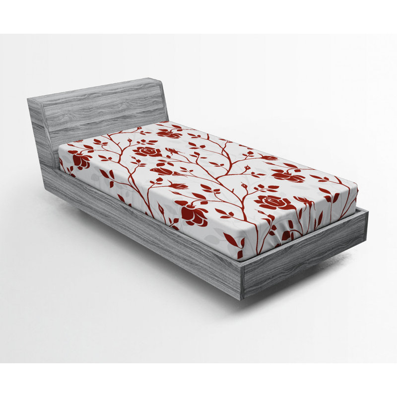 Microfiber Floral Fitted Sheet, Twin Fitted Sheet, Floral 1