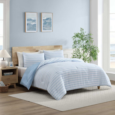 Ensemble d'édredon réversible bleu Nautica Chambray Waves
