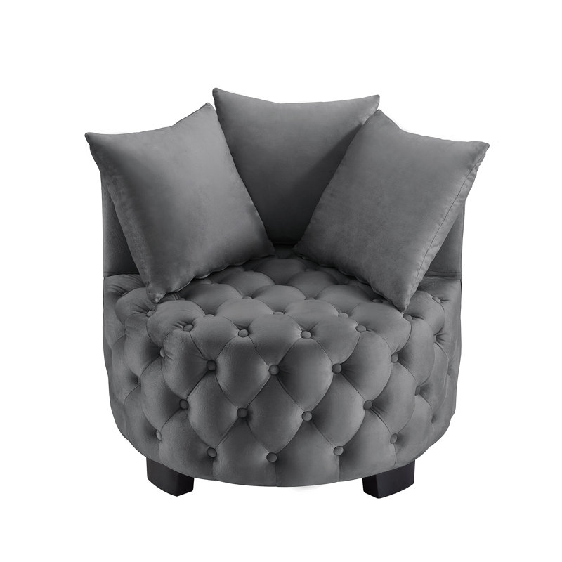 Chaise d'appoint contemporaine rembourrée et capitonnée, Gris foncé