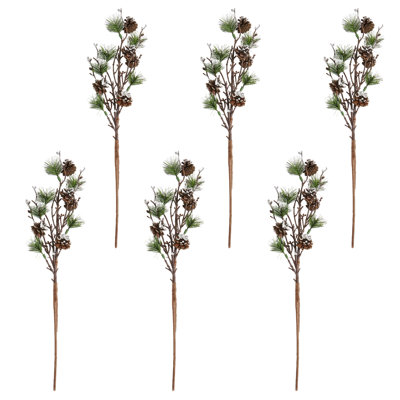 21" Artificial Snowy Pine & Pine Cone Holiday Spray