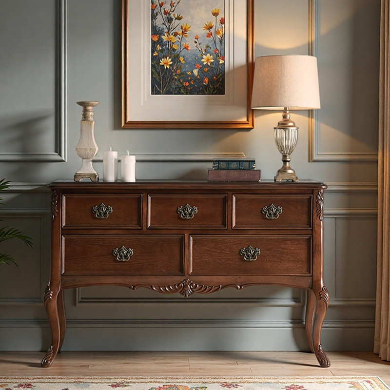 Console en bois massif de style américain, H 32,7 po x l 39,4 po x P 15,7 po