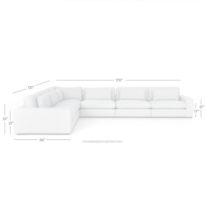 Bloor 5-Piece Sectional, 33" H x 170" W x 131" D, Left Arm Facing,  Clairmont Ivory