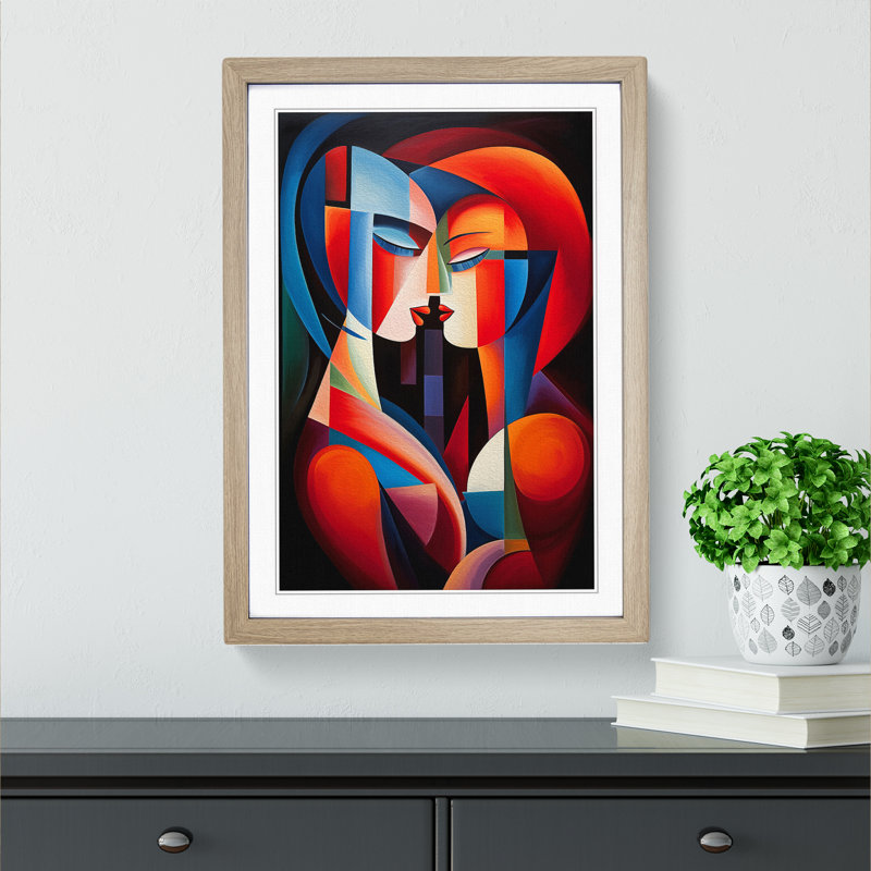 Two Women In Love Futurism No.3 - Wall Art, Oak Framed, 46cm H x 34cm W