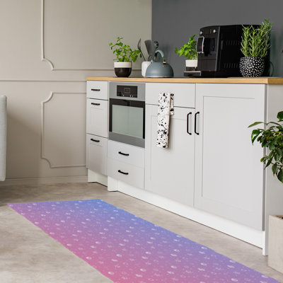 Tapis rose/bleu coquillage