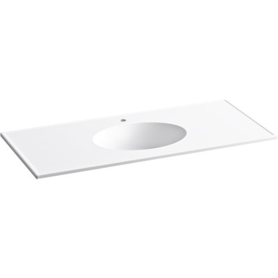 CeramicImpressions 49 In. Rectangular Vanity-Top Bathroom Sink with 8 In. Centerset Faucet Holes