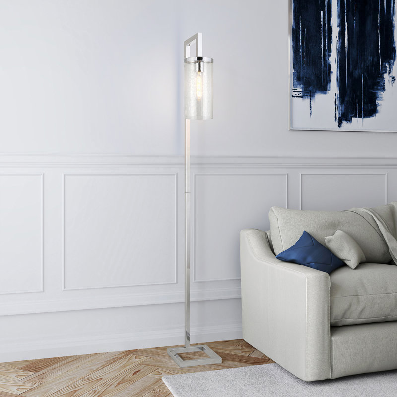 Malva 67'' Task Floor Lamp, Blackened Bronze, Seeded Glass