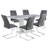 Kimara 7-Piece Modern 63" Rectangular Faux Marble Pedestal Dining Set-947337912-984882713