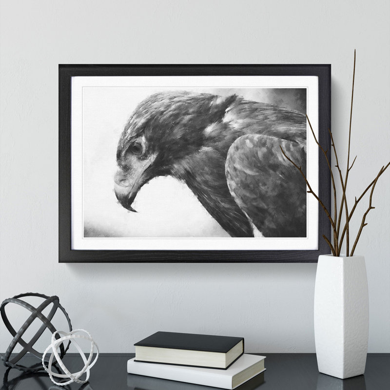 Golden Eagle Vol.2 - Picture Frame Painting, 27cm H x 36cm W x 2cm D, Black Framed