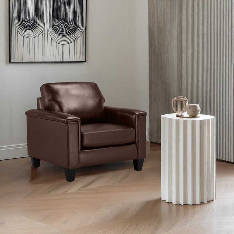 Ensemble de salon en cuir véritable Deboer, Similicuir brun, 3 Pieces: Sofa, 2 Chair
