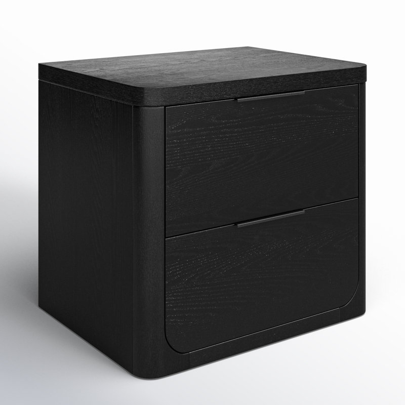 Altus 2 Drawer Wood Nightstand, Black