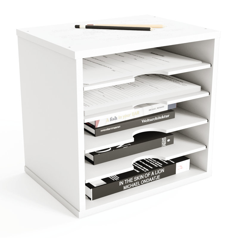 Logan Stackable 5-Tier Paper, Mail and File Organizer, White