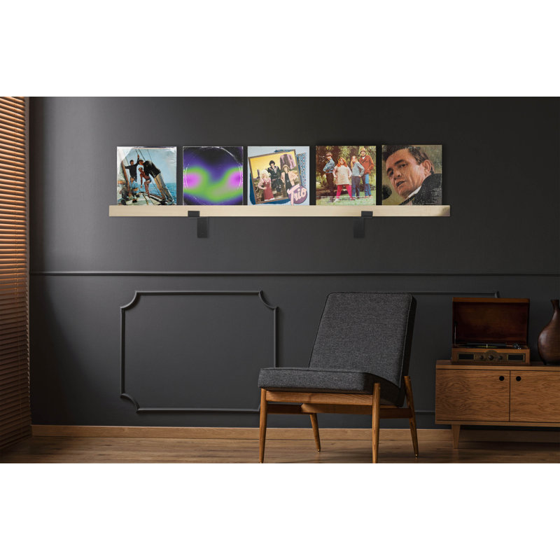 Rayne Record Display Shelves, 59x3x2, Raw