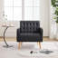 Fauteuil d'appoint capitonné en similicuir avec pieds et poches en bois-1750959370