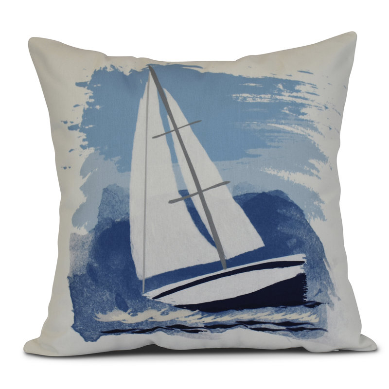 Sail, Sun, & Fun Outdoor Reversible Throw Pillow, 20" H x 20" W x 3" D