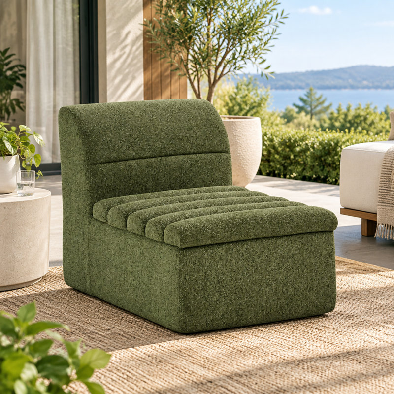 Canapé modulaire une place en chenille verte